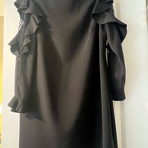 Nicole Miller Black Long Sleeve Dress with Ruffles